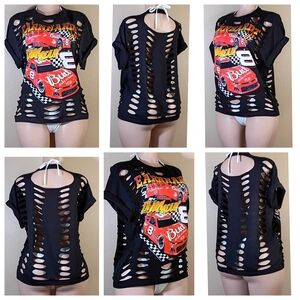 Black Custom Distressed Graphic T-Shirt